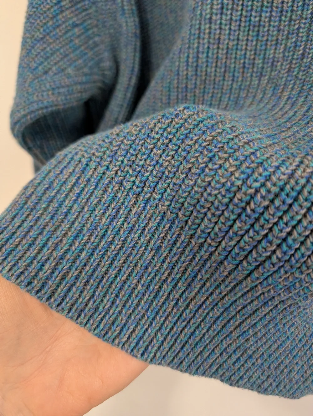 Uniqlo Small Boxy Sweater Crew Neck Grey Blue Wide Arm Cotton Knit Long Sleeve - Picture 7 of 16